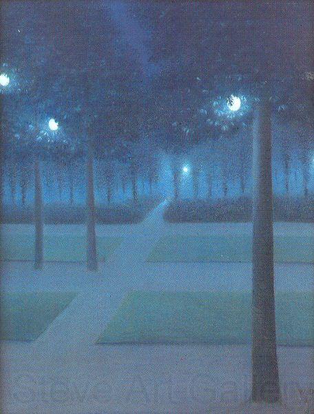 Nuncques, William Degouve de Nocturne in the Parc Royal, Brussels Norge oil painting art